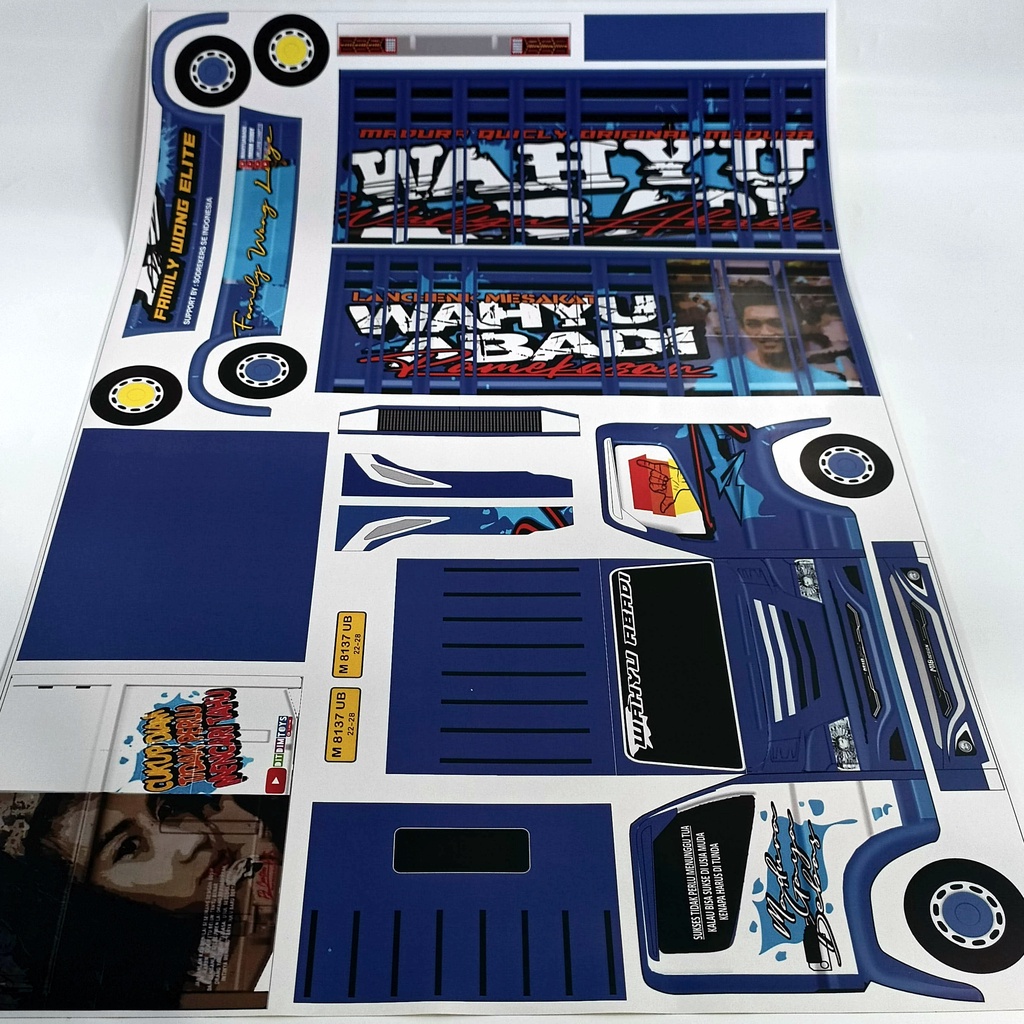 stiker miniatur truk oleng panjang 30 cm