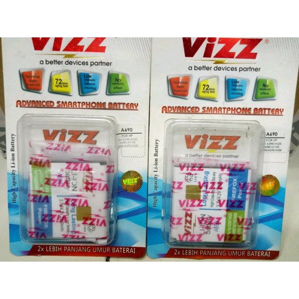 Baterai Batre Vizz Lenovo A690 A530 A730 A710E A698T Double Power