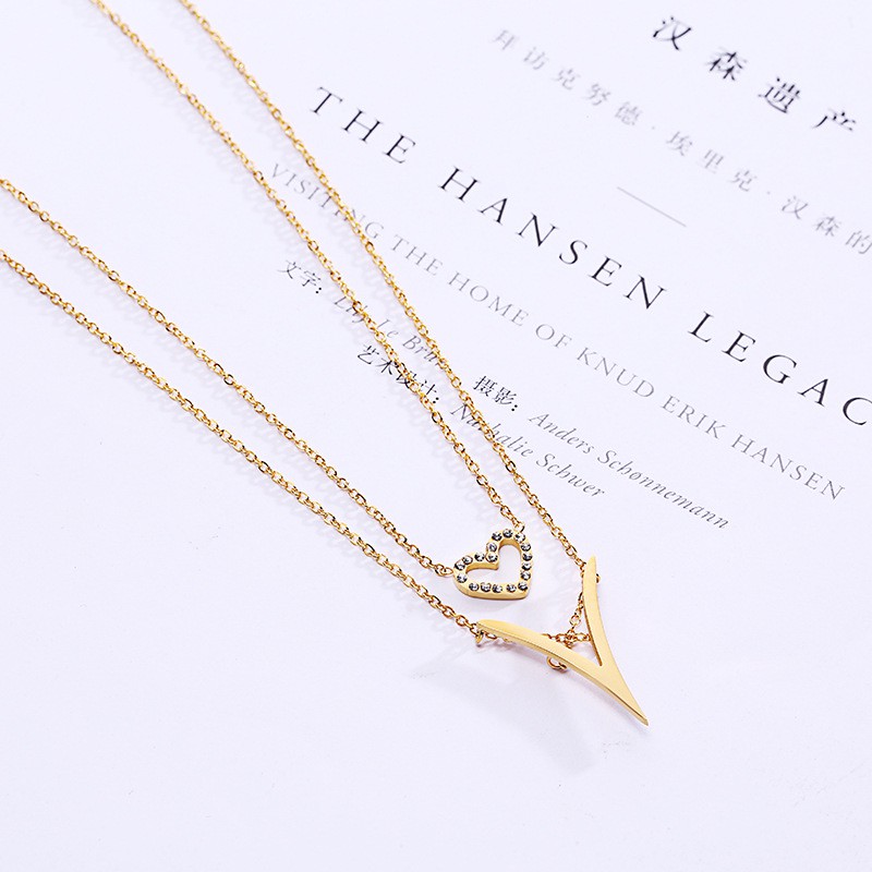 [New] Kalung fashion aksesoris titanium korea hadiah wanita anti karat KK073 2 layer