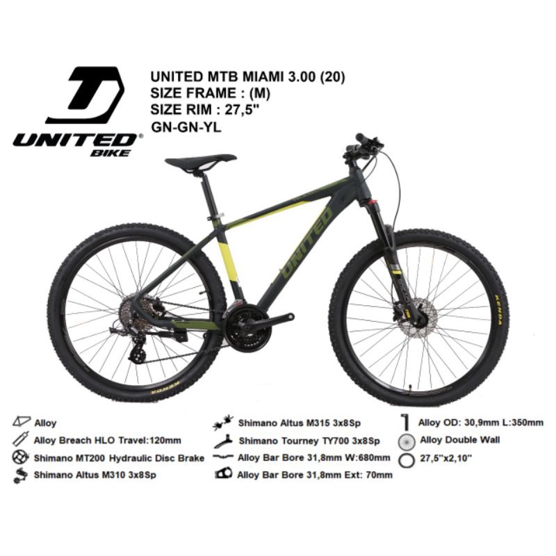 Sepeda Gunung MTB United 27.5 Miami 3.0 24speed