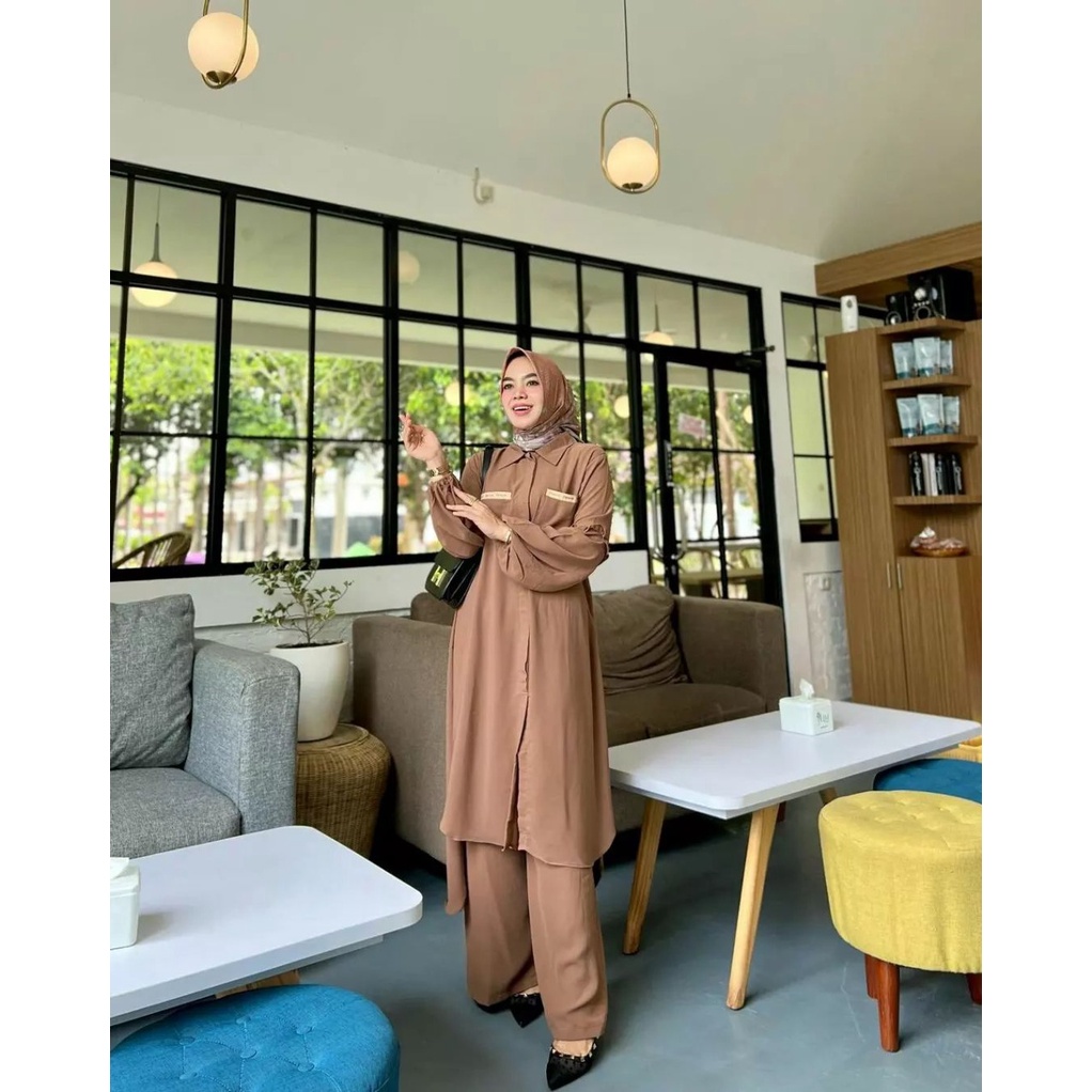 Kanaya Setelan Wanita Kekinian / One Set Jumbo Katun Rayon / Long Tunik