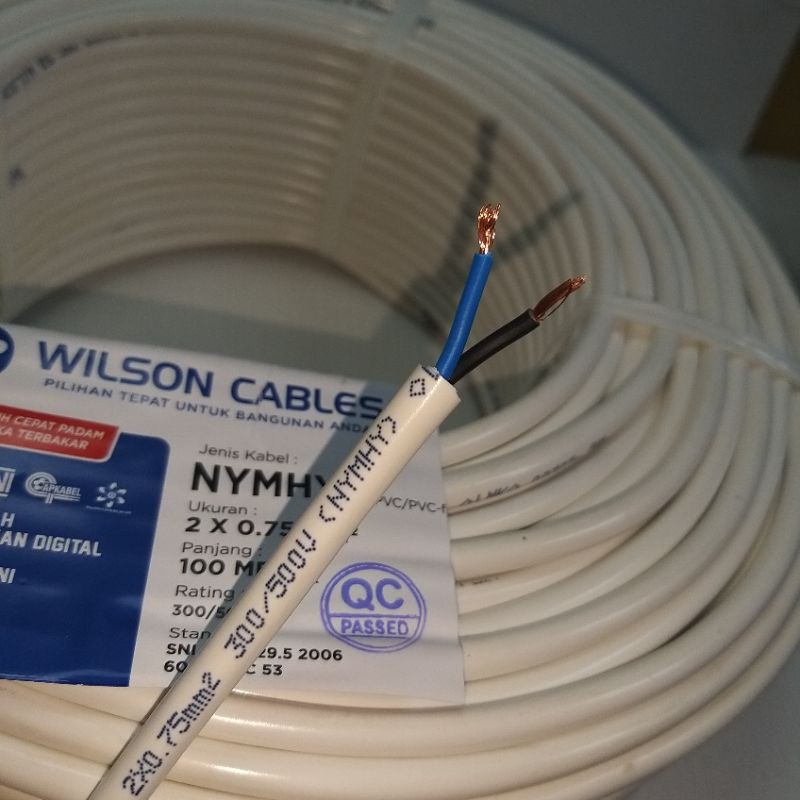 Wilson Kabel Listrik 2x0.75 Meteran - Kabel Serabut 2x0,75 NYMHY Per Meter SNI