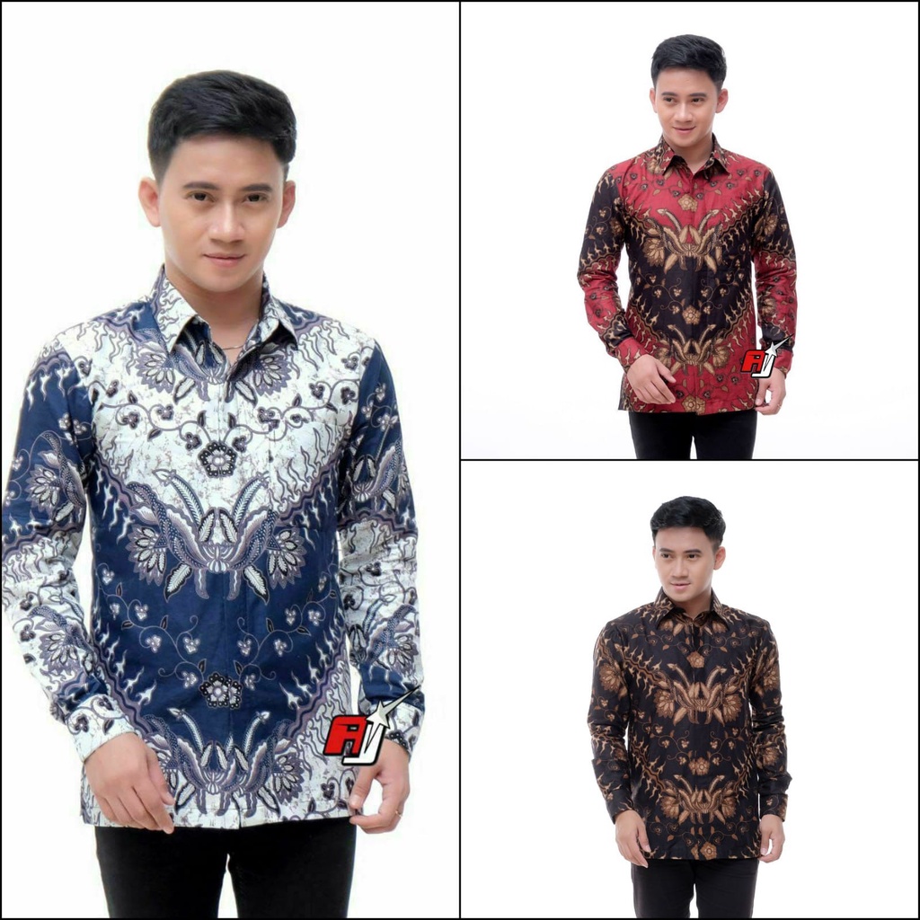 Batik Pria Lengan Panjang BATIK NAKULA HRB026 motif KERATONAN Kode 002 size M L XL XXL Reguler