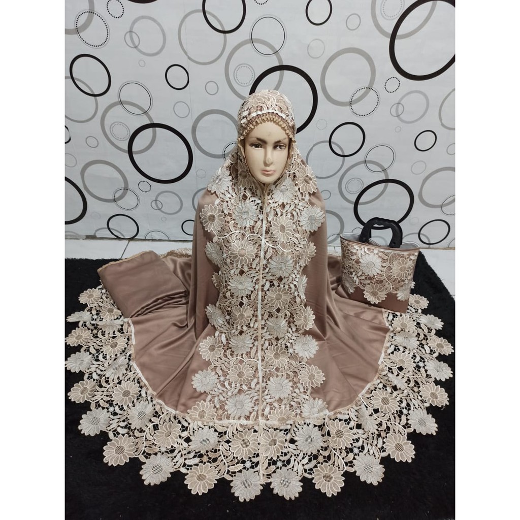 Mukena Sutra Prada Princess Brownis Prada RENDA KEONG MUKENA MAHADEWA HANTARAN JUMBO//