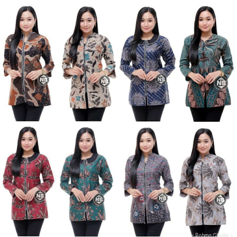 Busui Zipper Depan Batik Wanita Moura Couple Atasan Batik Dolby Dobby Blus Pakaian Dress Batik