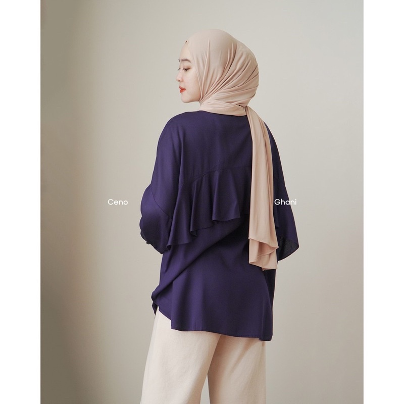 KEMEJA TUNIK TINY RUFFLE TOP SUPER JUMBO BAHAN SHAKILA