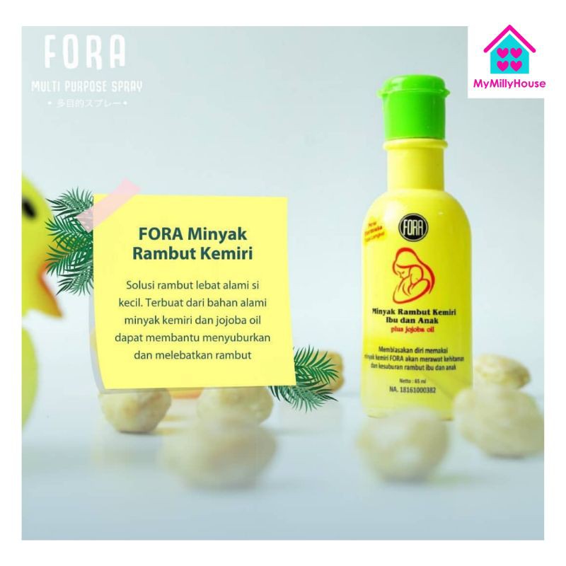 FORA NATURE Minyak Kemiri Penyubur Rambut Alis Ibu dan Bayi dengan Jojoba Oil