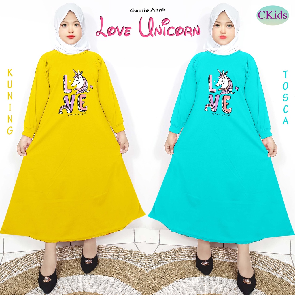 Gamis Anak Perempuan DTF Unicorn Love Yourself CF Kids