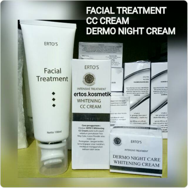 PAKET ERTOS PEMUTIH WAJAH 3 MACAM (CC CREAM + DERMO NIGHT + FACIAL TREATMENT)