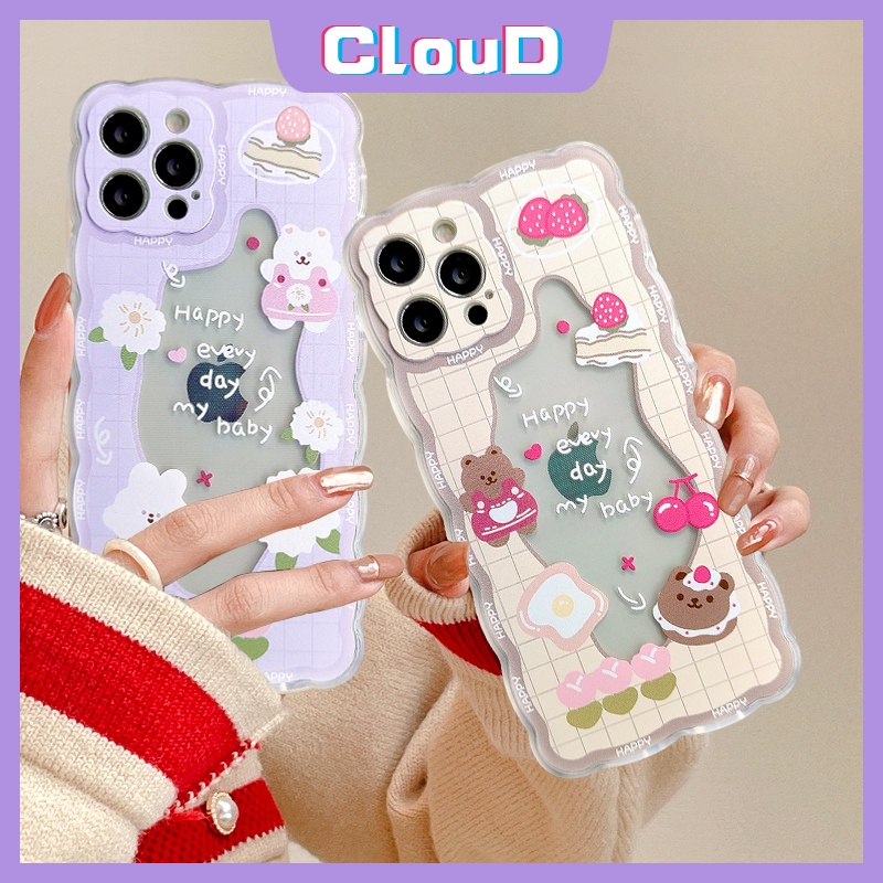 Soft Case Bahan TPU Desain Beruang Kelinci Untuk iPhone X XR XS Max 7 8 plus 11 12 13 Pro Max 6 6s plus SE 2020