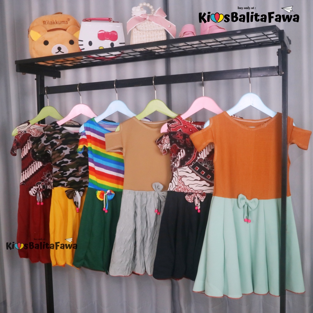 Dress Kanaya uk 1-5 Tahun / Dres Anak Perempuan Motif Baju Cewek Lengan Pendek Model Gaun