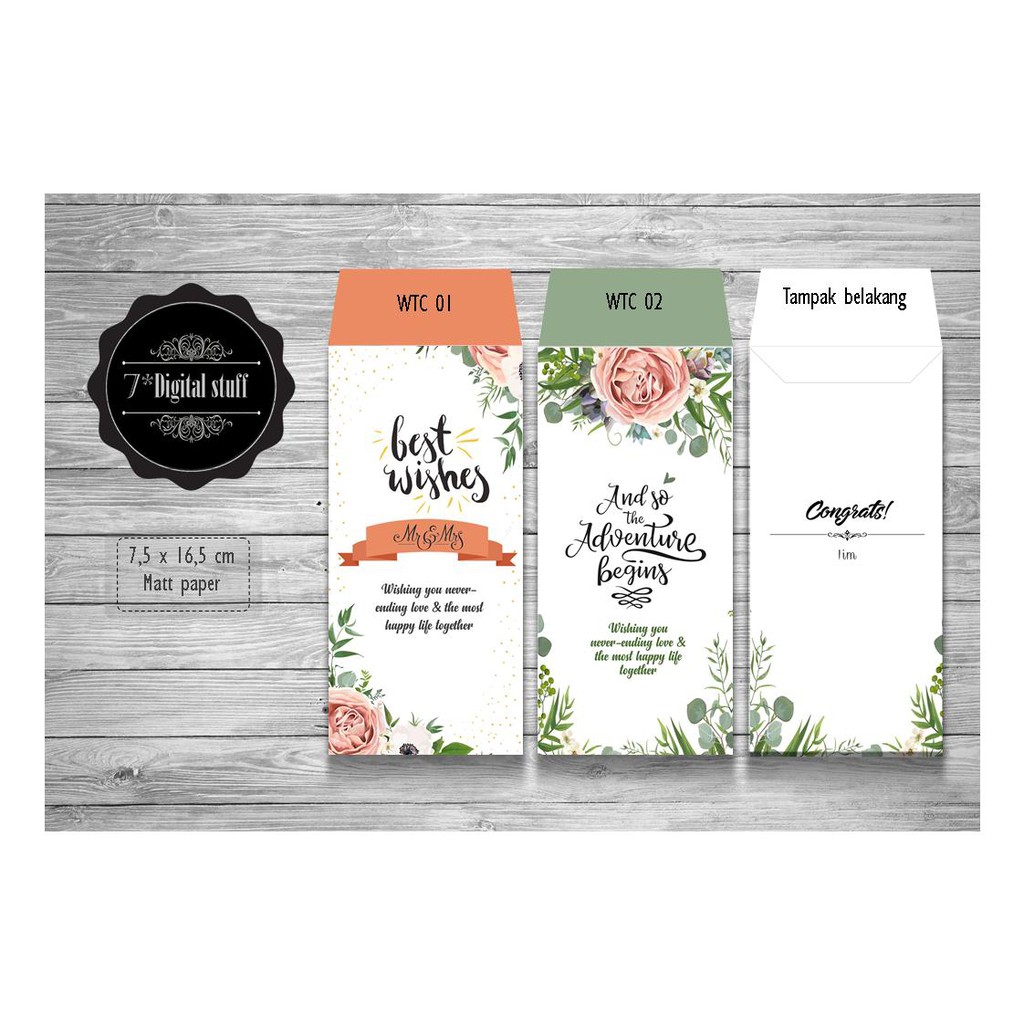 

Amplop angpao pernikahan tema flower custom nama dan tulisan