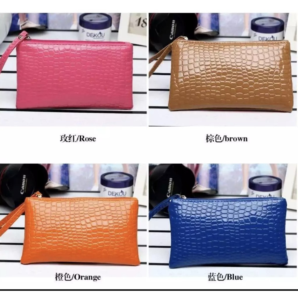 Dompet Wanita Pouch Kartu Hp Koin SERBAGUNA Polos Model KULIT BUAYA Impor - MKM