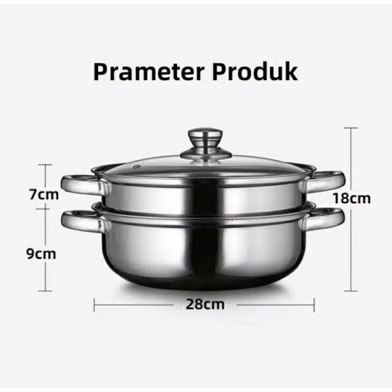 Panci Siomay Kukusan Steamer Pot Ukuran 28cm
