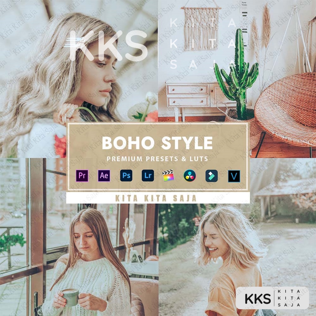 Boho Style - Premium Preset Lightroom Foto dan Video LUT LUTs VN Android IOS & PC Premiere Pro Davin