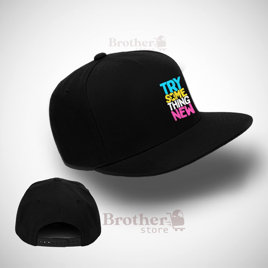 Topi Snapback Articlel try some new Snapback TEXT print  pria Marun Premium