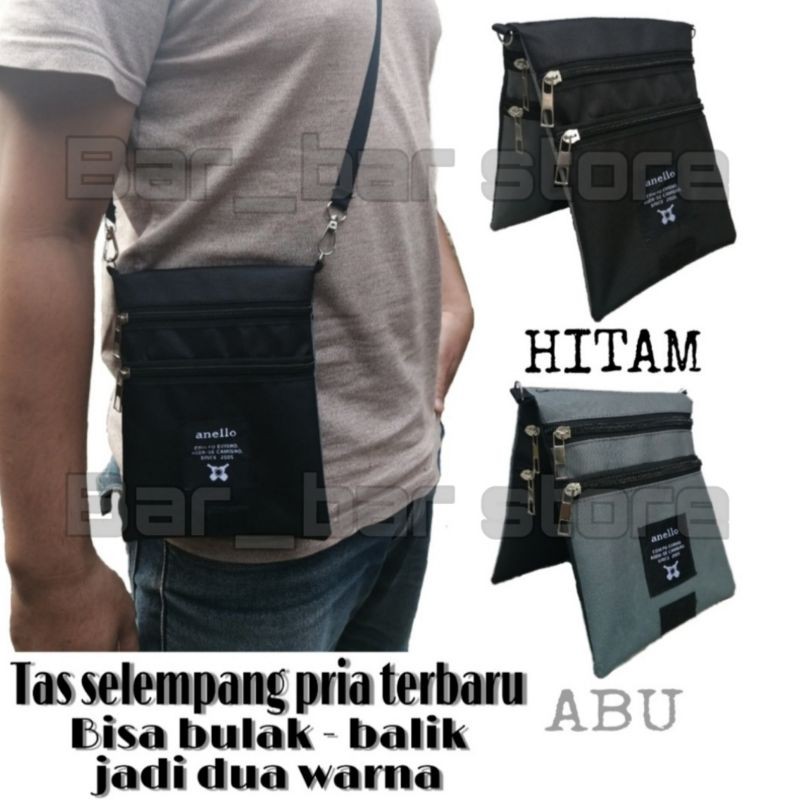 tas selempang pria terbaru bisa bolak balik - sling bag mini - tas paspor - tas hp - tas pria