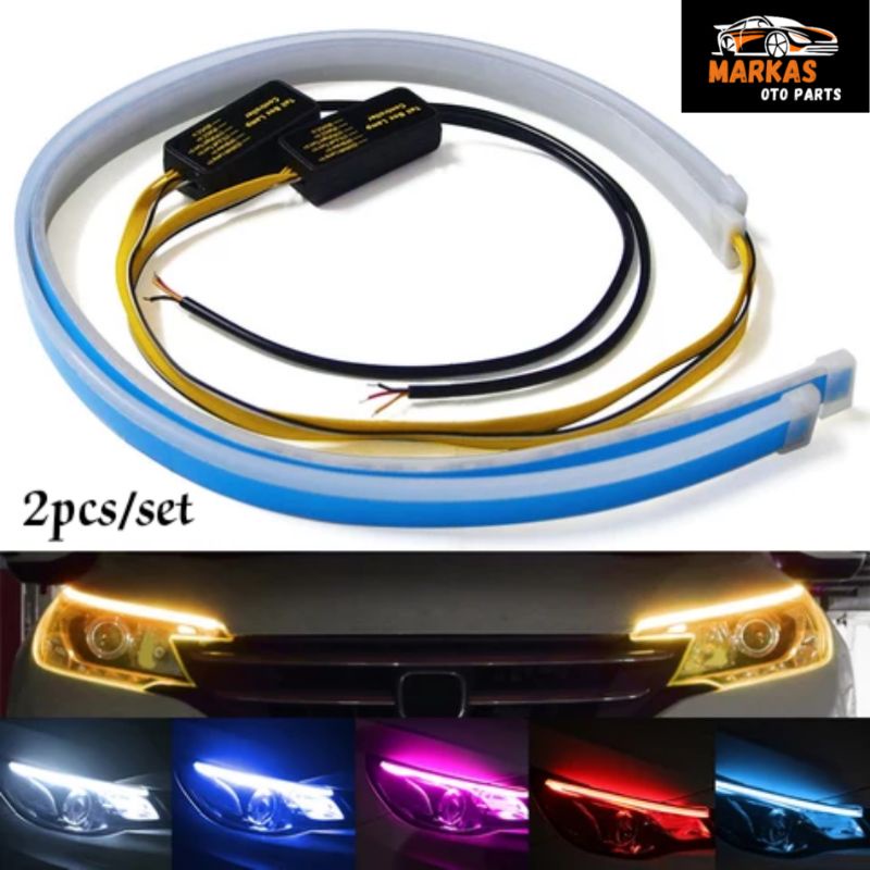 LAMPU LED ALIS DRL 60CM 45CM 30CM MODUL LUAR FLEKSIBEL SLIM RUNNING SEIN WATERPROOF 2PCS (1SET)