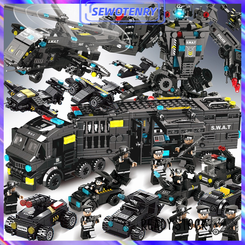 【COD】1000PCS Robot Polisi Mainan Brick Blok / Police Vehicle Hawk SWAT Mainan / Hadiah Ulang Tahun Mainan / Anak Laki Laki