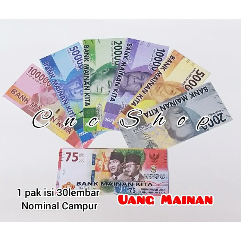 Mainan Uang Uangan Gambar Uang Indonesia Kertas Tebal