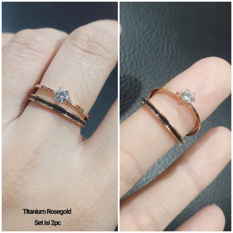 Cincin Titanium asli Rosegold Premium Quality Ring Stainless steel ori anti karat anti alergi 210