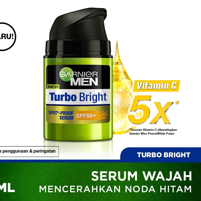Garnier Men Turbo Bright Spot Proof Serum SPF 50+ Skin Care - 40 ml (Serum Wajah Pria)