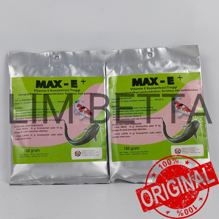 MAX E+ 100 GRAM / VITAMIN E DOSIS TINGGI UNTUK INDUKAN IKAN