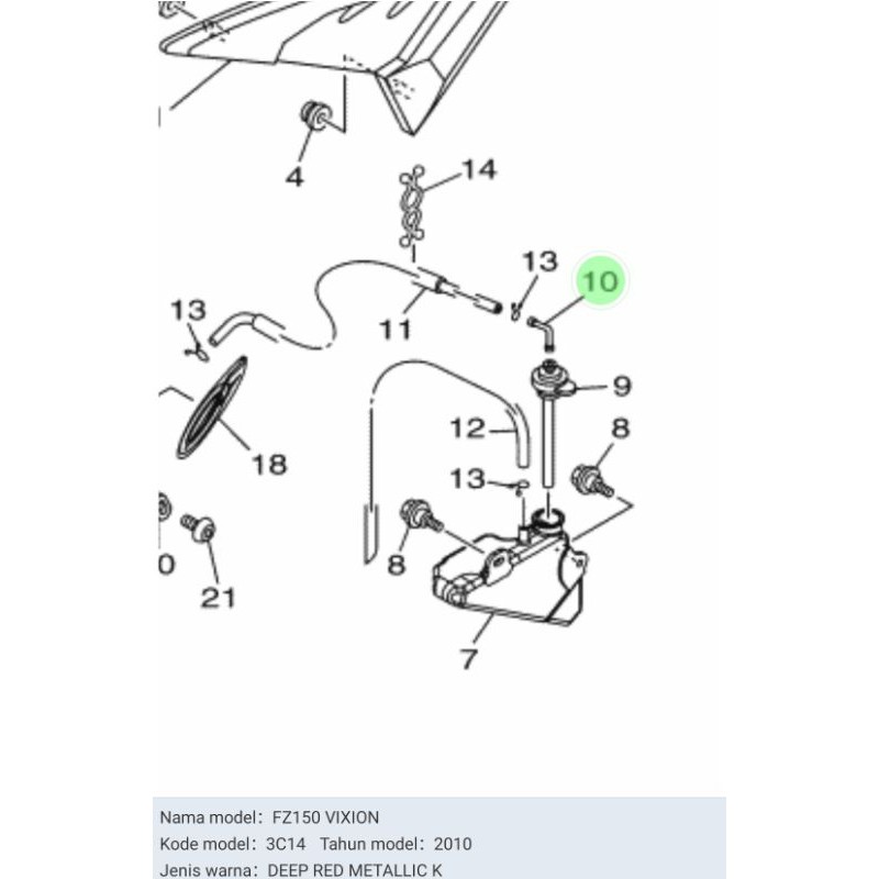 L SIKU ELBOW TANGKI TABUNG RADIATOR VIXION R15 V2 XABRE R25 MT 25 ASLI ORI YAMAHA 3C1 F1828 00