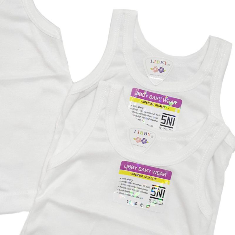 Singlet Libby/Kaos Dalam Bayi Libby Isi 6/ Kaos Dalam Anak Putih | Baju Anak / Kaos Anak / Pakaian Dalam Bayi / Perlengkapan Bayi Baru Lahir