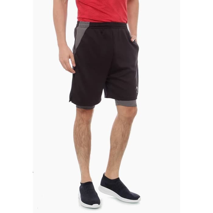 Celana Pendek Running Gym Waldos Black Grey Matte
