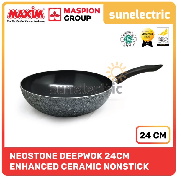 Maxim Neostone Deepwok Panci / Wajan Keramik Teflon Anti Lengket Diameter 24 cm