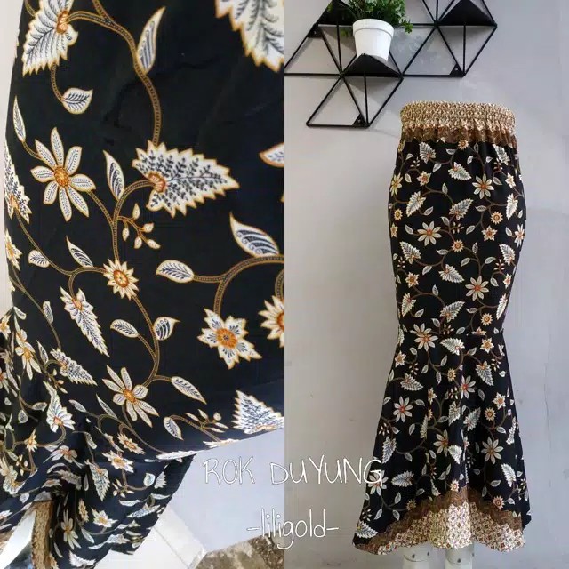 Gallery Batik - Rok duyung batik motif lili gold / Bawahan kebaya model mermaid buat pesta & formal