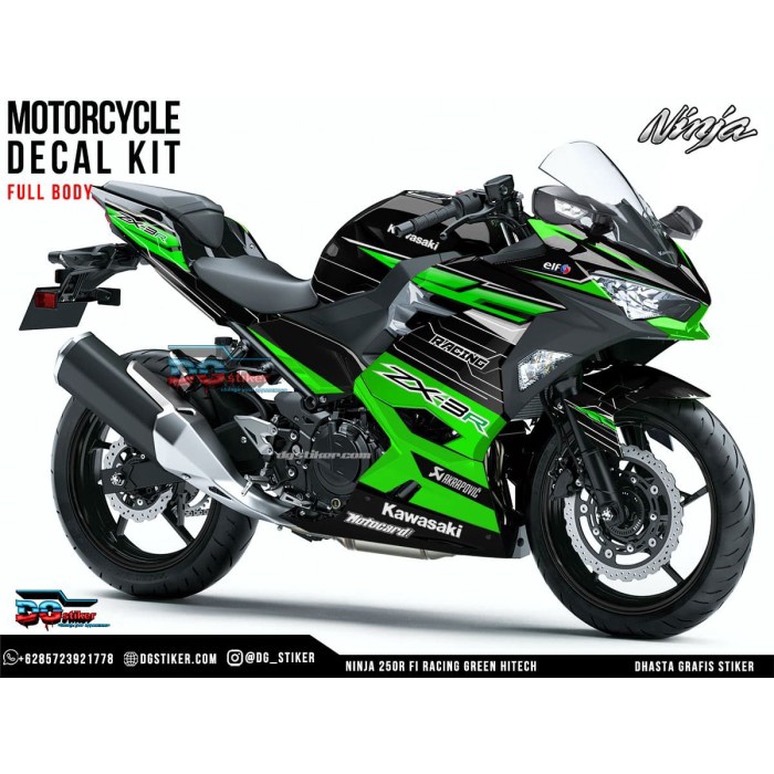 Decal Sticker Ninja 250R FI 2018 Racing Green Hitech DG Stiker