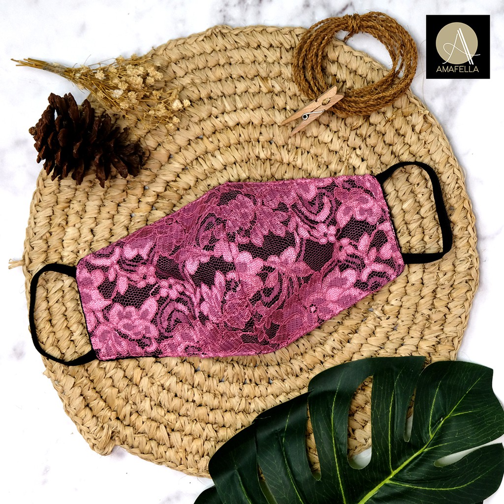 Masker Kain Brukat / Brokat Amafella Texworld  - Flamingo