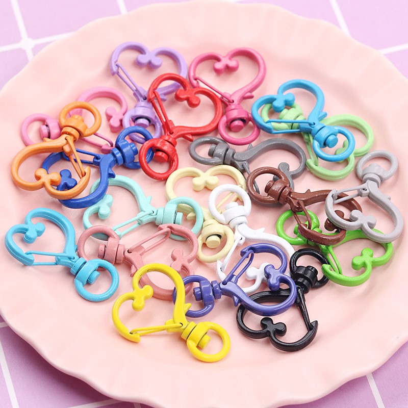 [DIY Aksesoris] Love Heart Buckle Lobster Clasp Metal Pengait Gantungan Kunci  Keychain