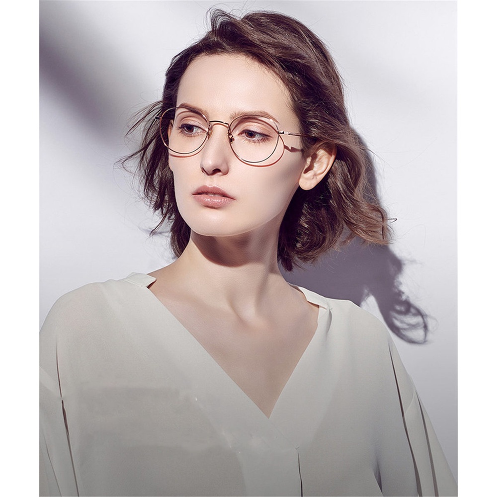 Kacamata Oval (Design Korea) Frame GF21 Anti Radiasi Metal Gaya Retro Pria / Wanita ACC