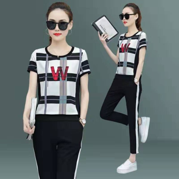 Setelan Olahraga Sweater Kaos  Lengan Pendek celana Panjang 