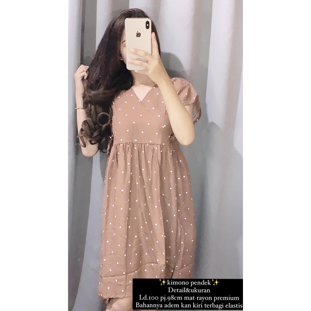 Baju Tidur Kekinian Daster Busui Kimono Pendek Polkadot | TERSEDIA UKURAN JUMBO