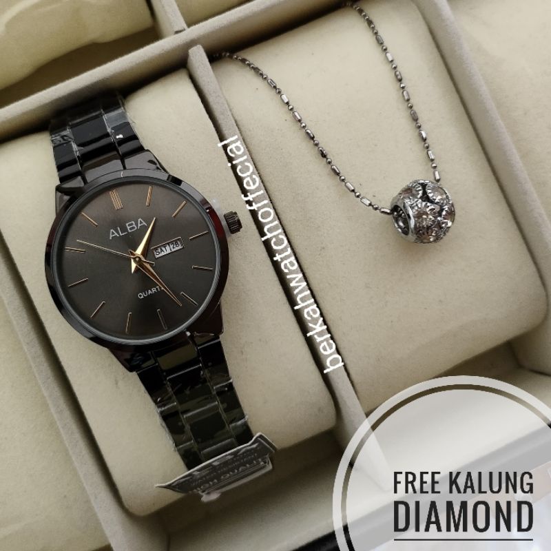 BISA COD✅Jam Tangan ALBA Anti Air Paket Kalung Titanium
