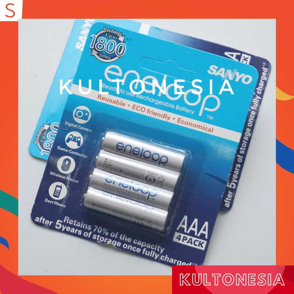 Baterai Sanyo Eneloop AAA A3 800mAh Isi 4Pcs Baterai isi ulang sanyo