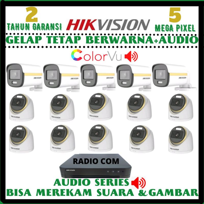 PAKET CCTV HIKVISION COLORVU AUDIO 16 CHANNEL 15 KAMERA SIANG MALAM TETAP BERWARNA