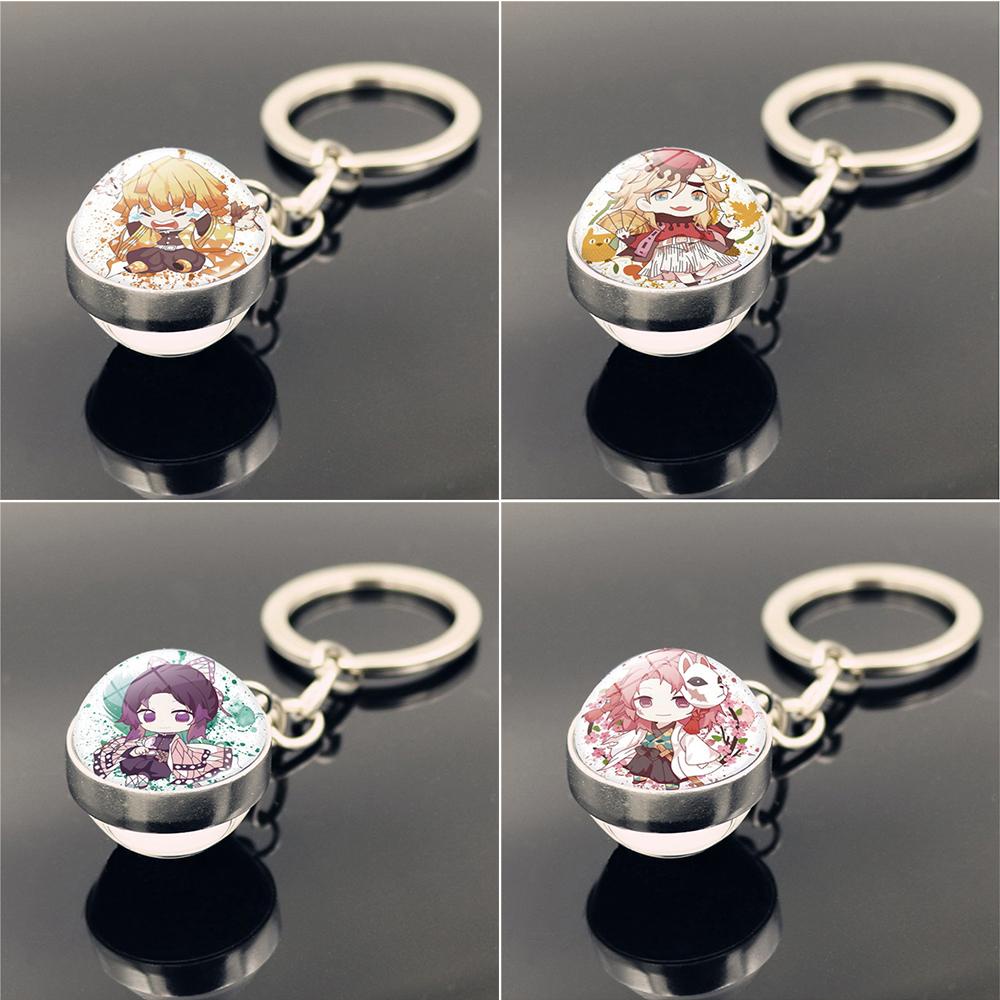 Needway Gantungan Kunci Anime Demon Slayer Trendy Unisex Spin Moon Kimetsu No Yaiba Kamado Nezuko Glass Ball Keychain