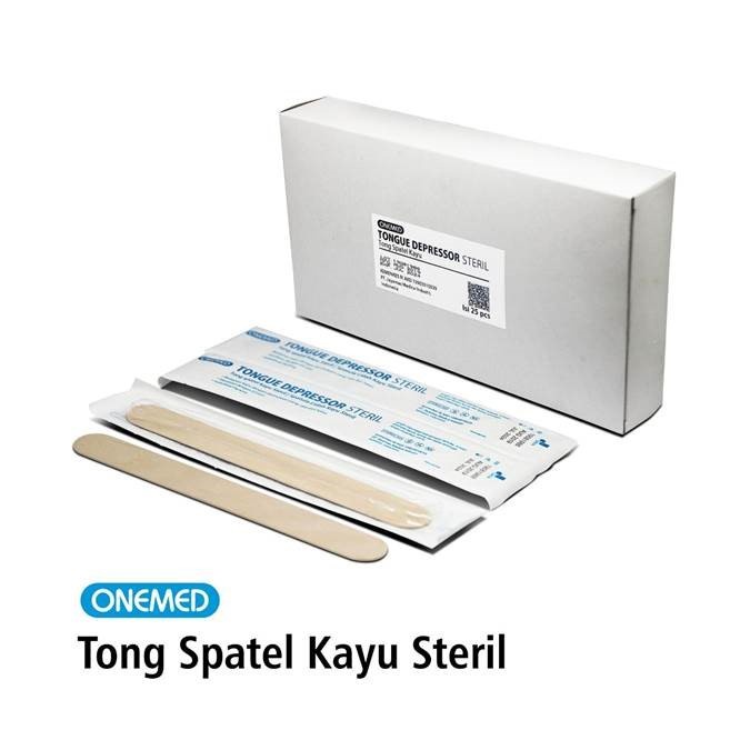 Tong Spatel Kayu Steril Onemed Box Isi 25 Pcs OJ