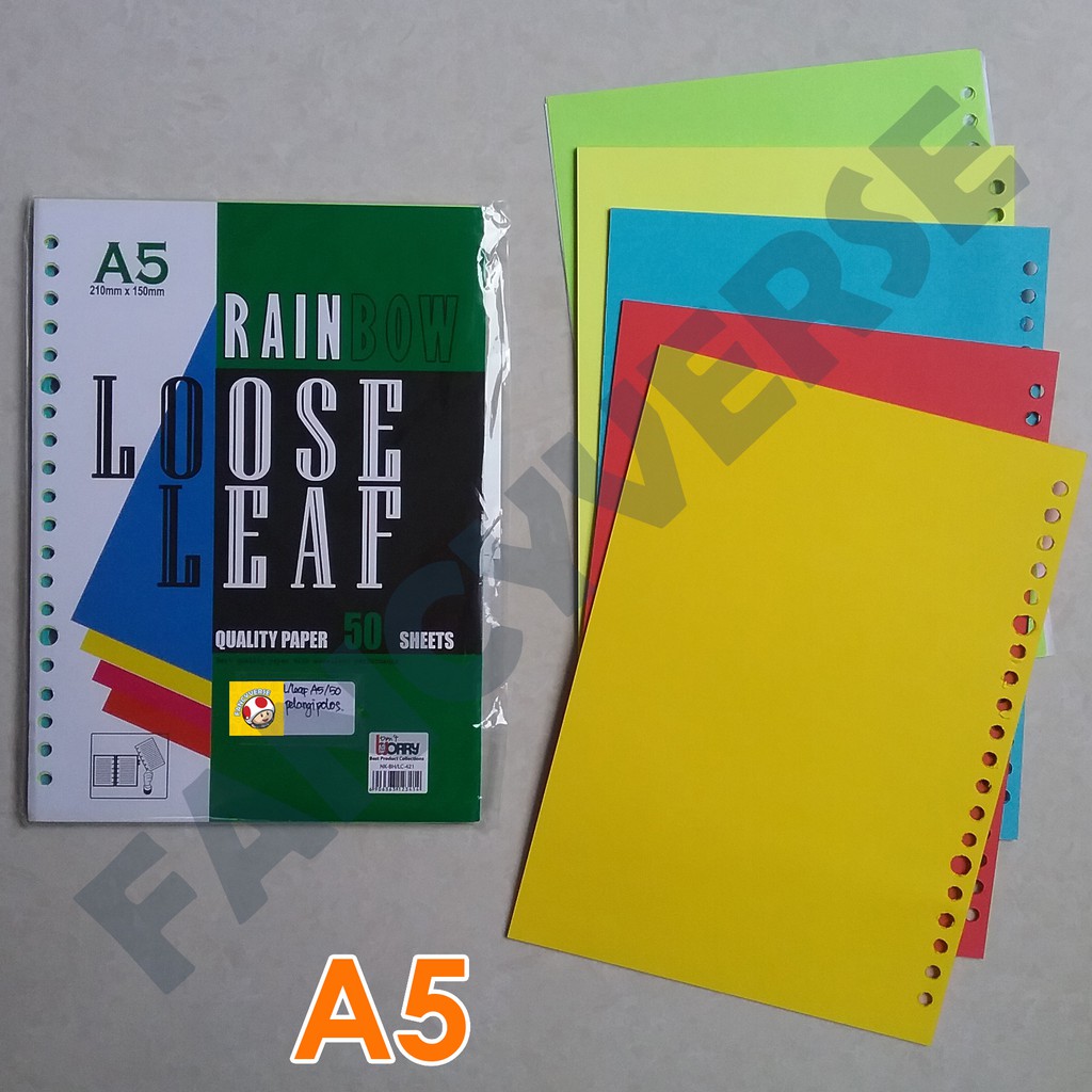 

Loose Leaf Binder A5 Isi 50 Lembar Warna Polos / Kertas Binder
