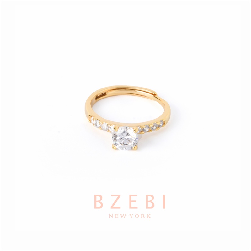 Bzebi Cincin Emas 916 18k Model Terbuka Dapat Disesuaikan Gaya Klasik Korea Untuk Hadiah Ulang Tahun 916 70r