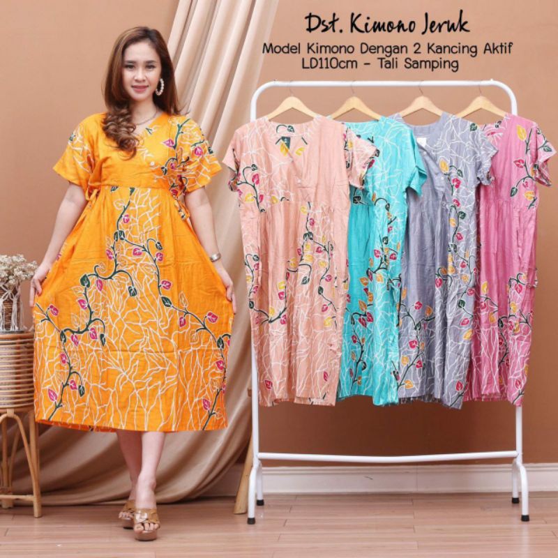 DASTER KIMONO LD 100-110 DADA KANCING TALI SAMPING BAHAN RAYON SANTUNG BERKUALITAS.