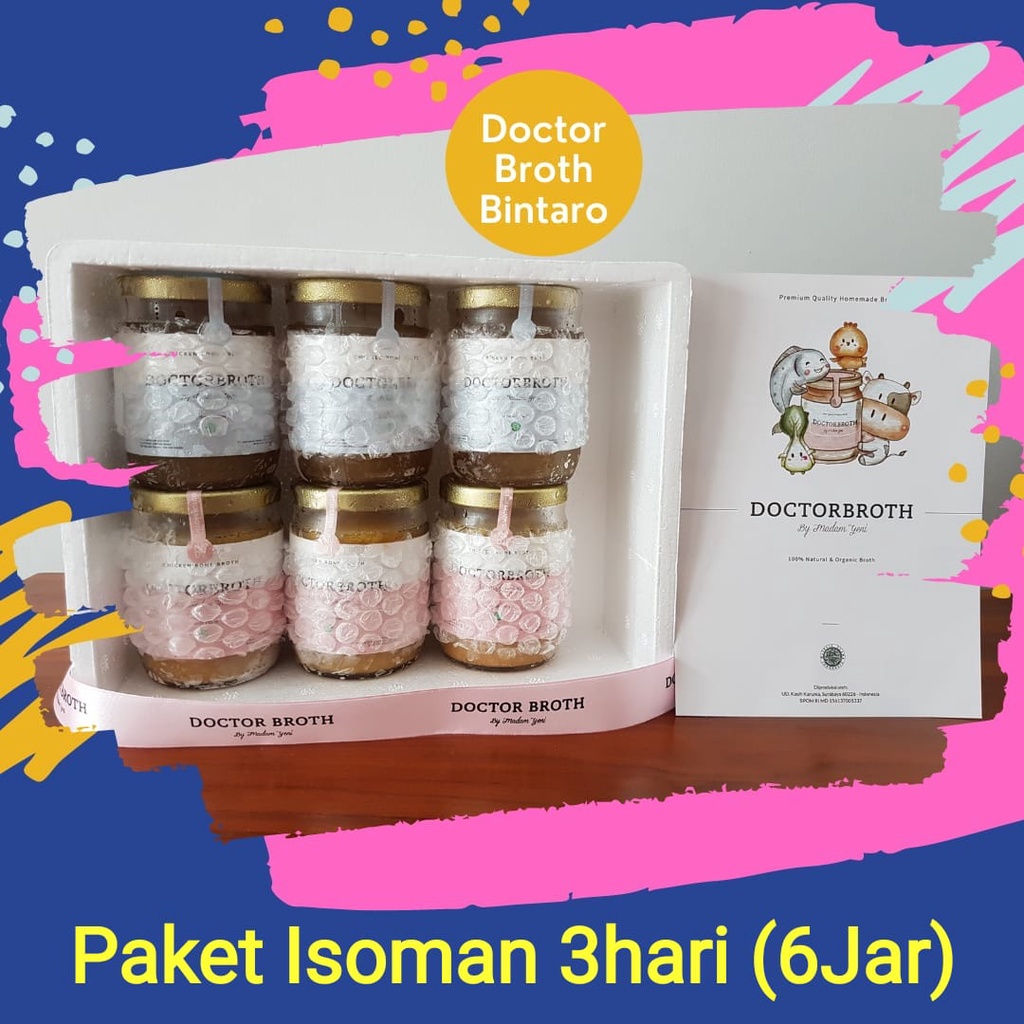 

Paket Isoman 3hari (6Jar) Varian Chicken- Kaldu Tulang- Doctor Broth Bintaro