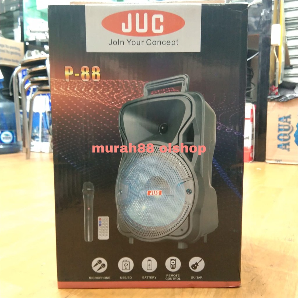 speaker aktif portable juc p88  8inch wireless bluetooth 1mic wireless