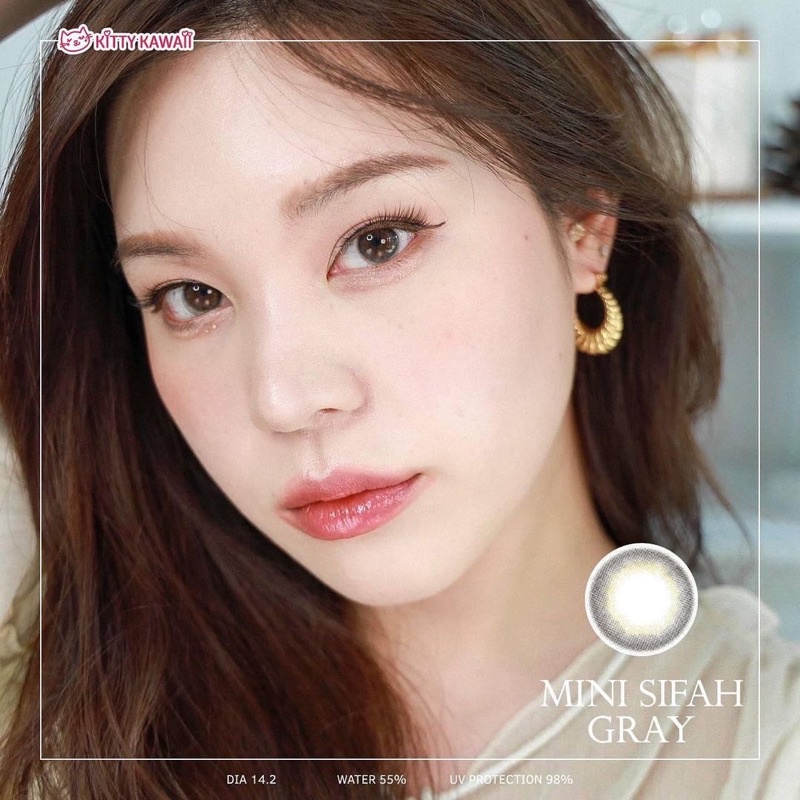 Softlens Kitty Kawaii Mini Sifah Gray / Grey / Abu Normal Minus Beda Minus