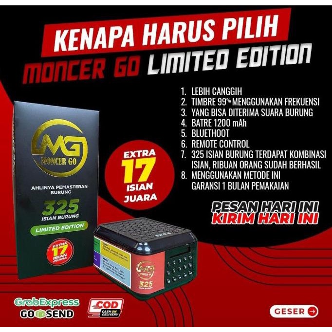 Moncer Go 99 Speaker pemasteran burung terbaru, 99 suara isian burung